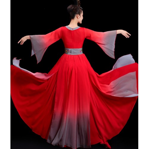 Red chinese folk dance dress for women chinese Classical dance costume hanfu Han Tang Dynasty princess dance costume fairy dress